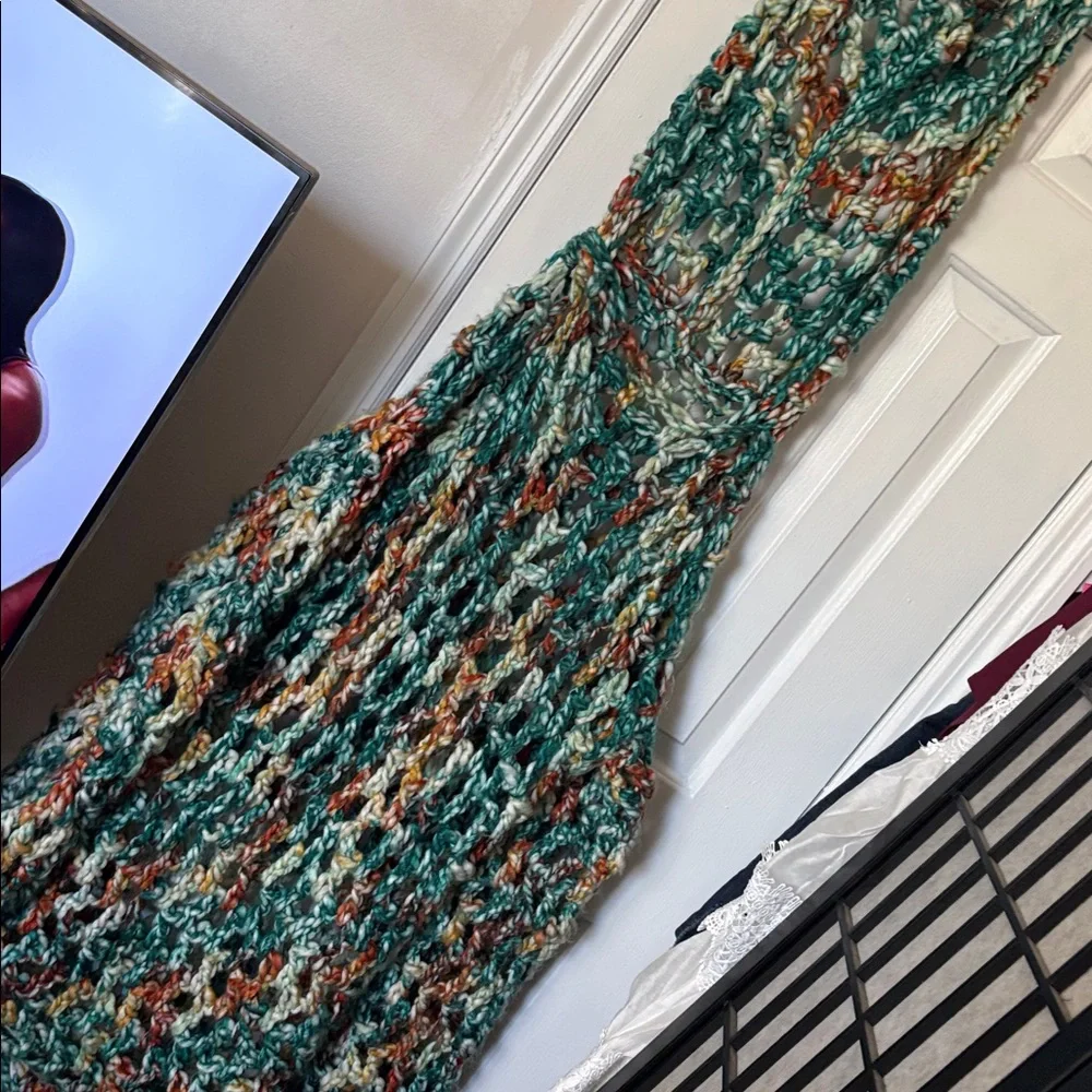 Handmade Multicolor Crochet Hoodie Knit Sweater - Picture 5 of 9